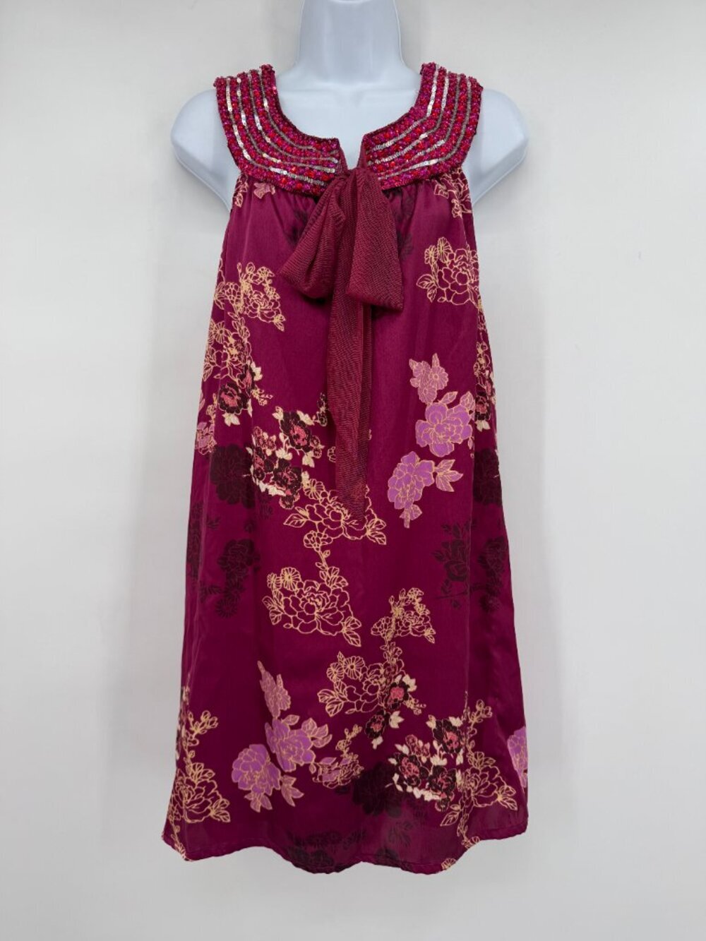 Blue Plate Couture Beaded Floral Mini Dress NWT Size M Y2K Boho Rayon NWT